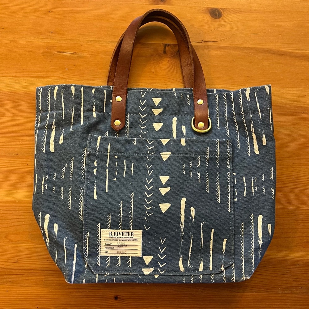 R. Riveter canvas with leather handles handbag/tote. American handmade